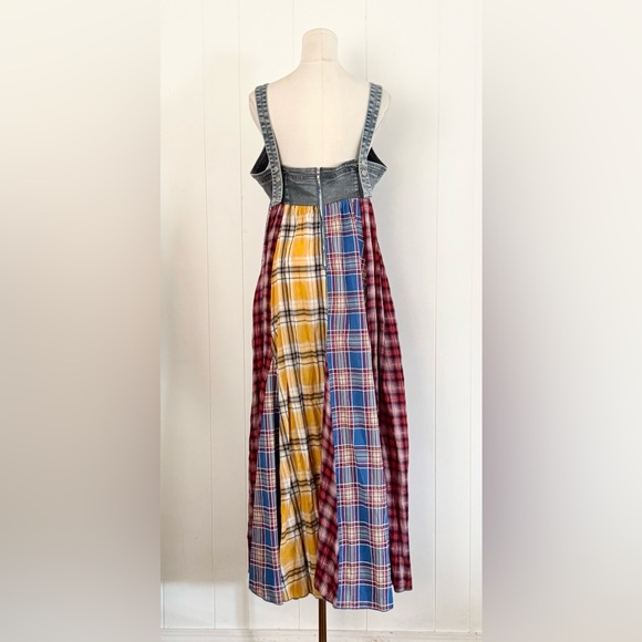 Dressed in Lala Walking On Sunshine Overall Dress NWT Size XL Plaid Panel Denim - Picture 11 of 15